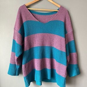 Colour-Block Drop Shoulder  Ribbed Knit Sweater✨